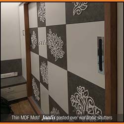1Thin MDF Motif  Jaalis pasted over wardrobe shutters